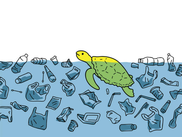 Ilustración de Tortuga Con El Problema De La Contaminación Plástica y más  Vectores Libres de Derechos de Basura - iStock