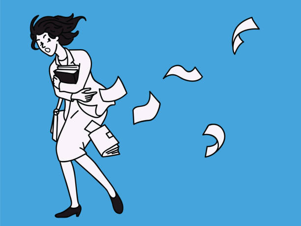 istock Businesswoman with windy day 1043393838