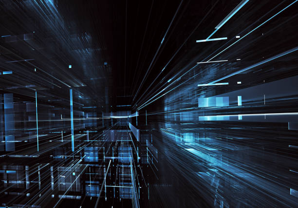 istock Abstract fractal background, texture. Virtual Neon City 1043403828
