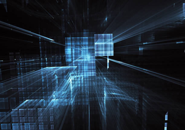 istock Abstract fractal background, texture. Virtual Neon City 1043405314