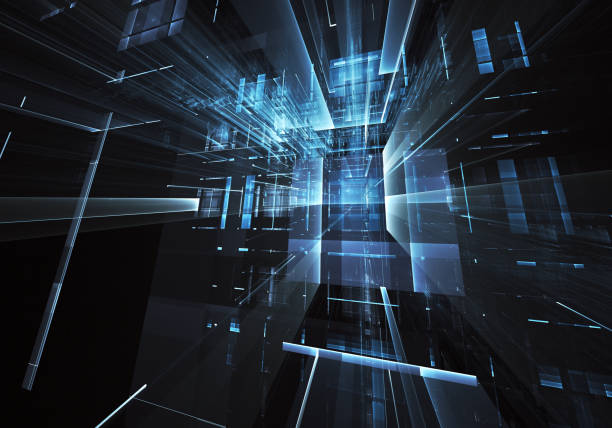 istock Abstract fractal background, texture. Virtual Neon City 1043407900