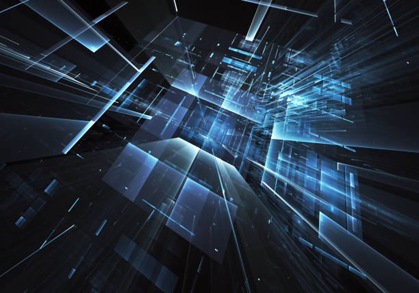 istock Abstract fractal background, texture. Virtual Neon City 1043407914
