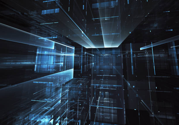 istock Abstract fractal background, texture. Virtual Neon City 1043407926