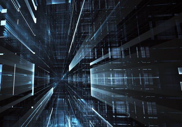 istock Abstract fractal background, texture. Virtual Neon City 1043407982