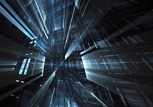 istock Abstract fractal background, texture. Virtual Neon City 1043407986