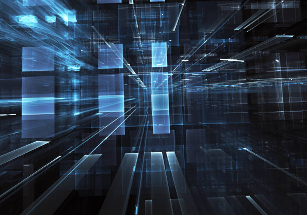 istock Abstract 3D fractal background, texture. Virtual Neon City 1043408062