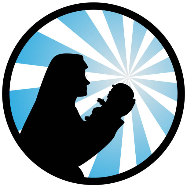 An illustration of Virgin Mary with a holy baby vector art illustration