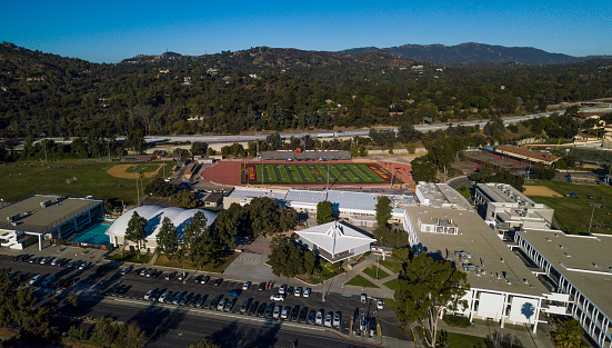 Aerial drone shot of La Canada High School.