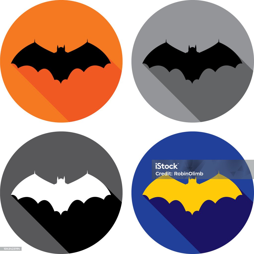 Four Bat Icons Vector illustration of four round bat icons. Animal stock vector