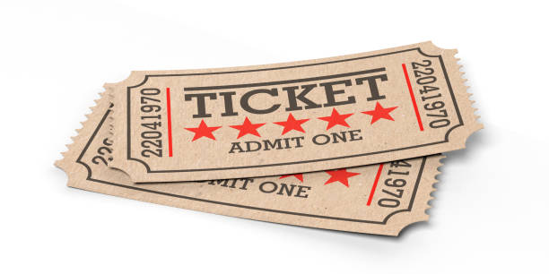 istock Cinema old type tickets beige isolated recycle on a white background, 3d illustration. 1043434698