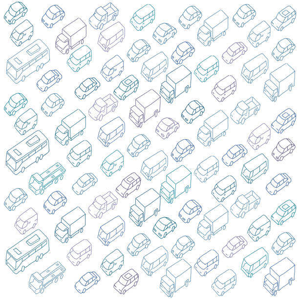 Sketch traffic jam car plug transport highway. Hand drawn black line Sketch traffic jam car plug transport highway. Hand drawn blue colour line texture background vector stock clipart illustration. indigo truck stock illustrations