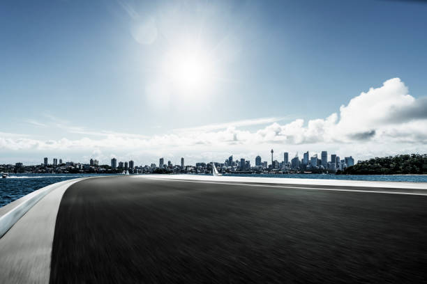 istock Perspective view of sydney harbor skyline against sky 1043435082