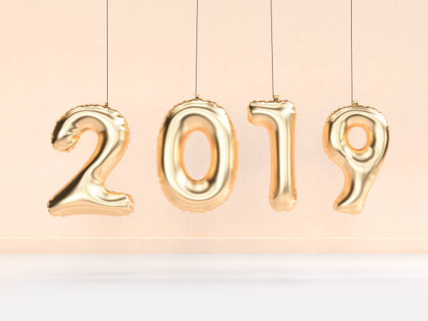 istock 2019 balloon text/number gold hanging 3d rendering 1043435096