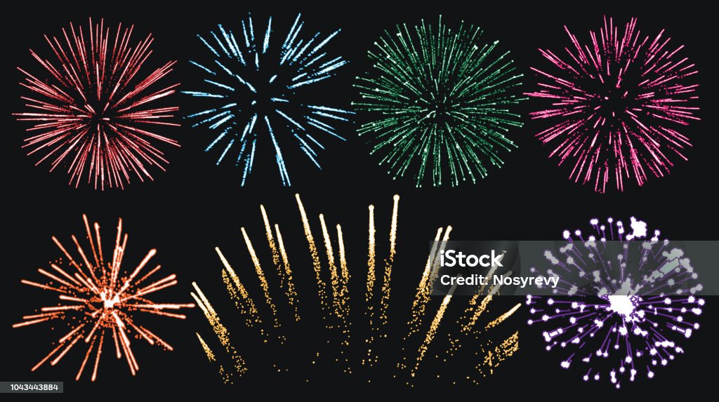 Firework set isolated vector Firework - Explosive Material stock vector