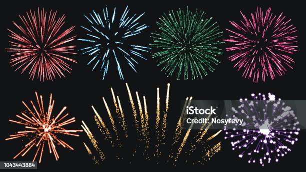 Firework Set Isolated Vector Stock Illustration - Download Image Now - Firework - Explosive Material, Firework Display, Vector