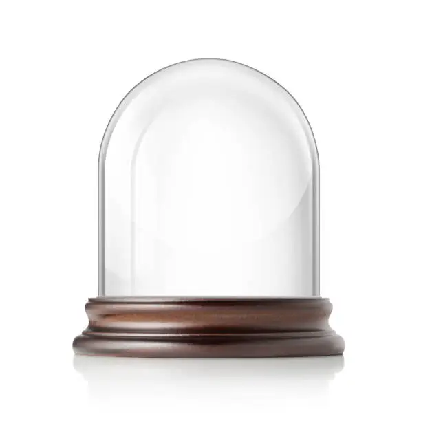Glass bell jar on white background.