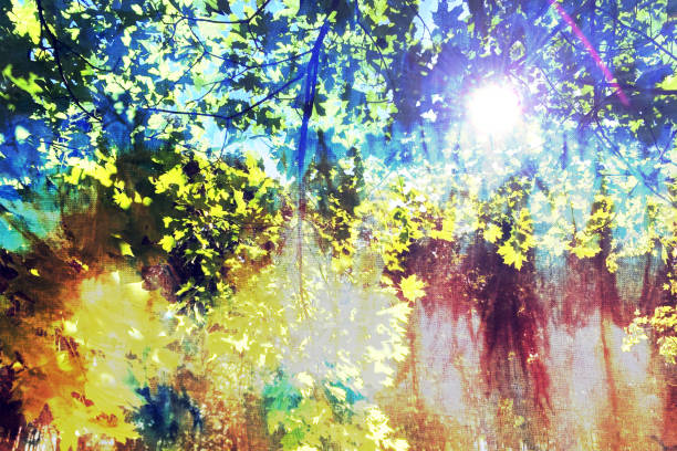 istock double exposure of autumnal trees on canvas background 1043464528