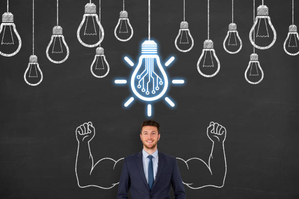 istock Innovation concept with light bulbs over human head 1043465354