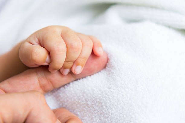 istock Baby hand holding  finger 1043468048