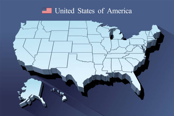 usa karte vektor - map usa three dimensional shape cartography stock-grafiken, -clipart, -cartoons und -symbole