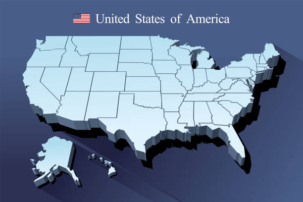 미국 지도 벡터 - map usa three dimensional shape cartography stock illustrations