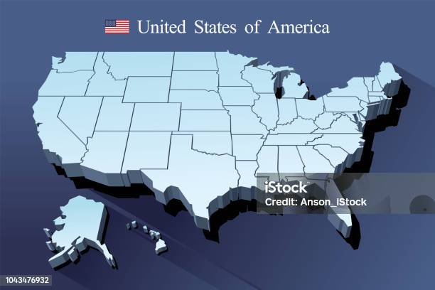 Vetores de Vetor De Mapa Eua e mais imagens de Mapa - Mapa, EUA, Tridimensional