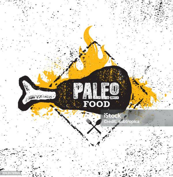 Paleo Food Paleo Food Diet Primal Nutrition Organic Wholesome Illustration Concept On Rough Wall Background Stock Illustration - Download Image Now