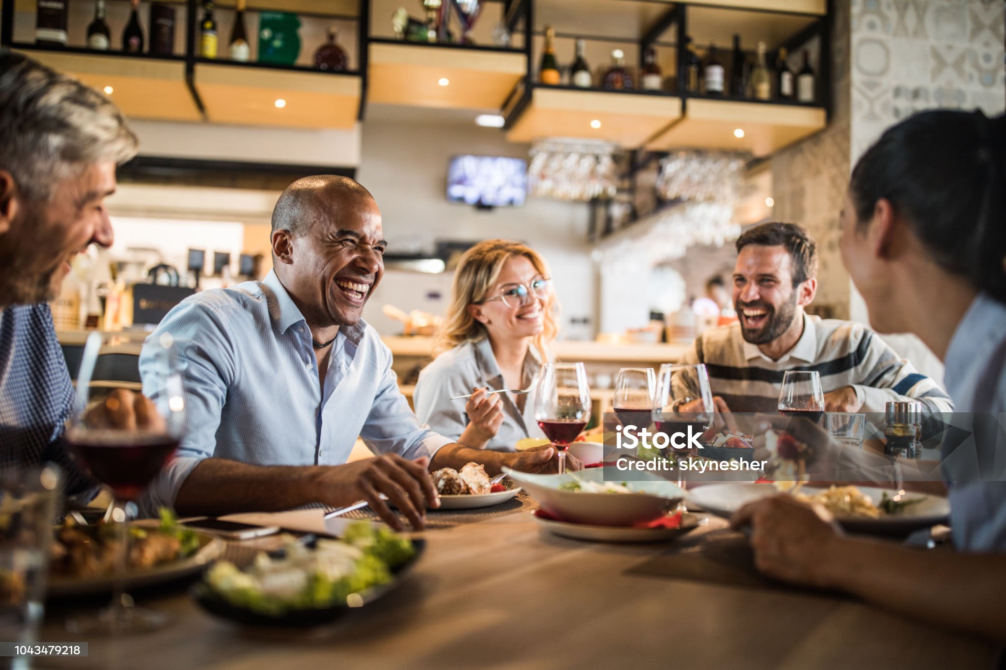 Happy customers at lunch