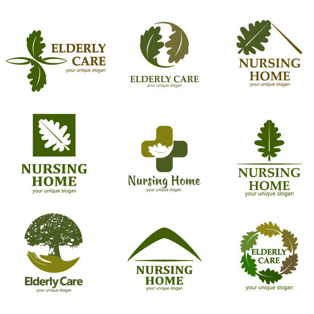 Elderly care. Vector design for design the nursing home Elderly care. Vector design for design the nursing home old tree stock illustrations