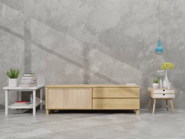istock Tv shelf in modern empty room,minimal design 1043490834