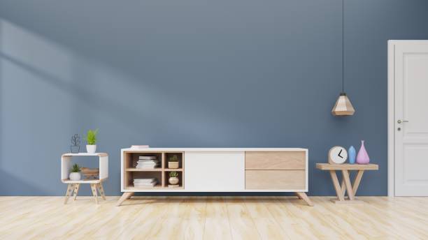 istock shelf tv in modern empty room have dark dark walls 1043490864