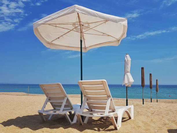istock Sunbeds on the beach 1043493698