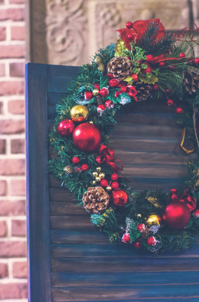 istock Christmas composition, Christmas wreath in the interior. 1043494536