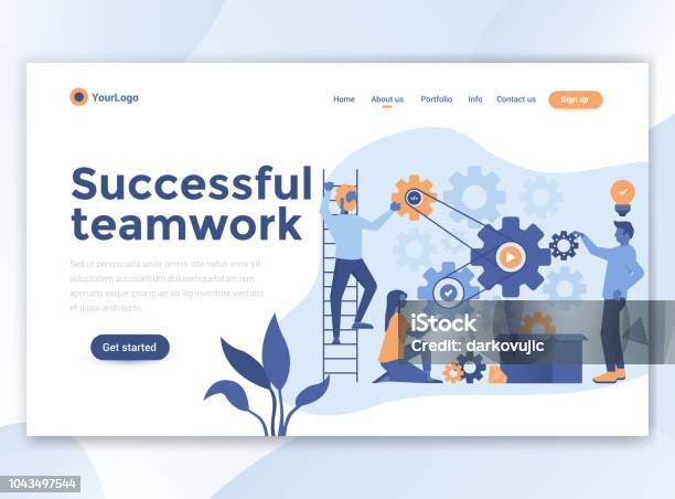 Flat Modern Design Of Website Template Successful Teamwork Stock Illustration - Download Image Now