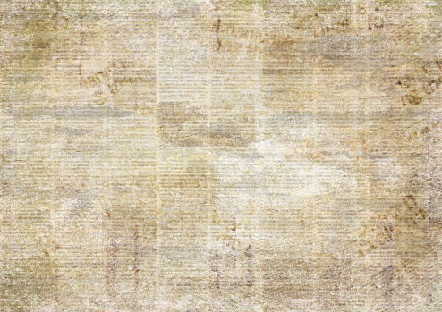 Newspaper old ancient grunge collage horizontal textured background. Unreadable vintage news paper pattern. Scratched paper texture page. Sepia newsprint background.