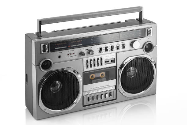 istock Retro disco ghetto blaster isolated on white background 1043513830