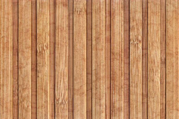 istock Natural Brown Slatted Bamboo Floor Mat Rustic Texture 1043514066