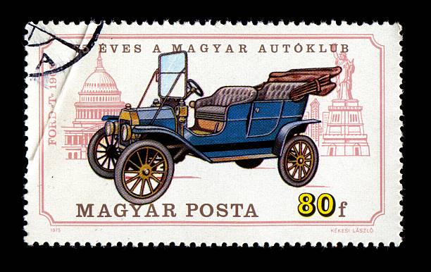 istock Historical Antique Auto Postage Stamp Hungarian 104351426