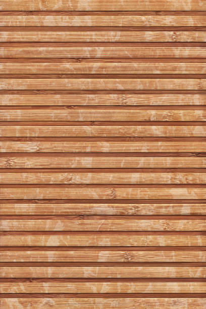 istock Natural Brown Slatted Bamboo Floor Mat Rustic Texture 1043514344