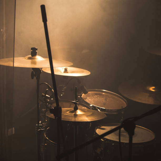 istock Live music theme, rock band drum set 1043514654