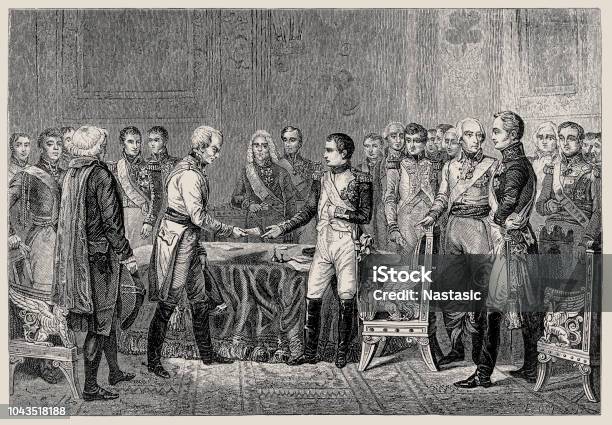 Napoleon I Receiving The Austrian Ambassador Vincent Count Benedetti At The Congress Of Erfurt Septemberoctober 1808 Stock Illustration - Download Image Now