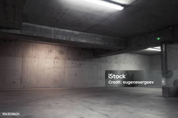 Abstract Empty Garage Interior Background Stock Photo - Download Image Now - Backgrounds, Concrete, Garage