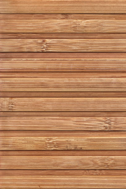 istock Natural Brown Slatted Bamboo Floor Mat Rustic Texture 1043523002