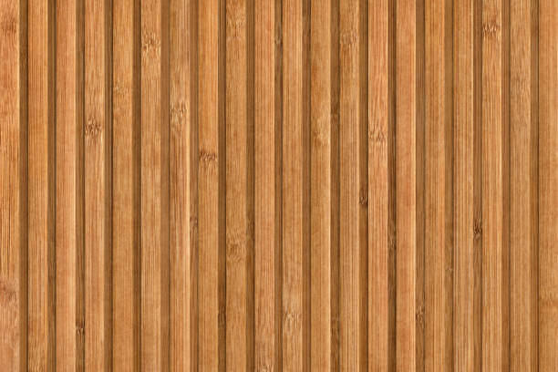 istock Natural Brown Slatted Bamboo Floor Mat Rustic Texture 1043532078