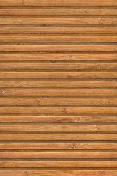 istock Natural Brown Slatted Bamboo Floor Mat Rustic Texture 1043533216