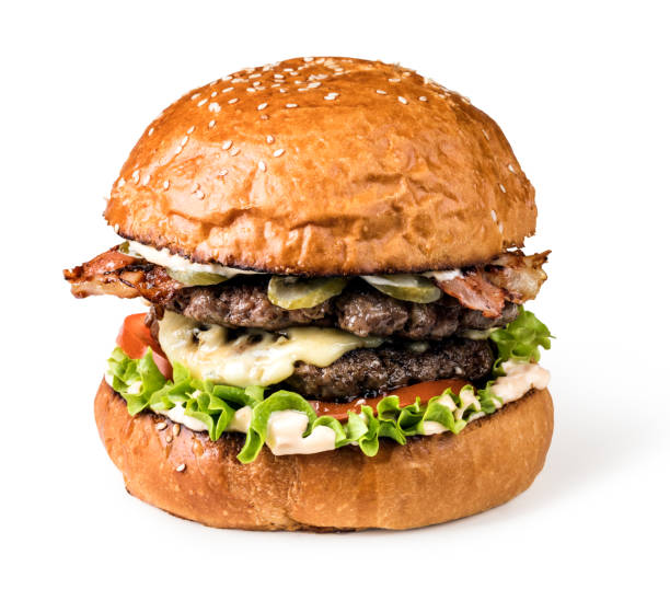 istock Burger on a wooden board 1043534620