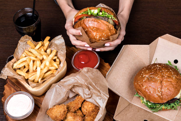 istock Burger on a wooden board 1043534682