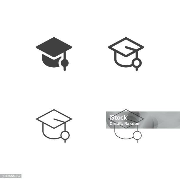 Graduation Hat Icons Multi Series Stock Illustration - Download Image Now - Icon Symbol, Education, Graduation