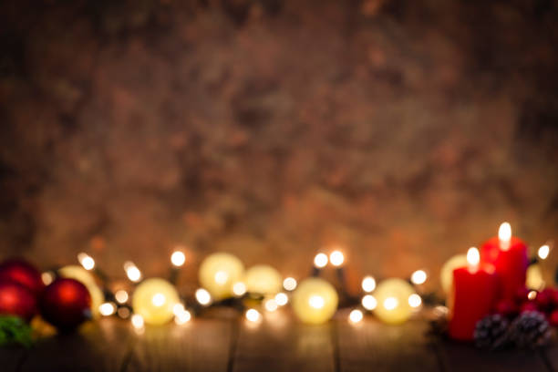 istock Blurred abstract brown background with Christmas lights 1043554634