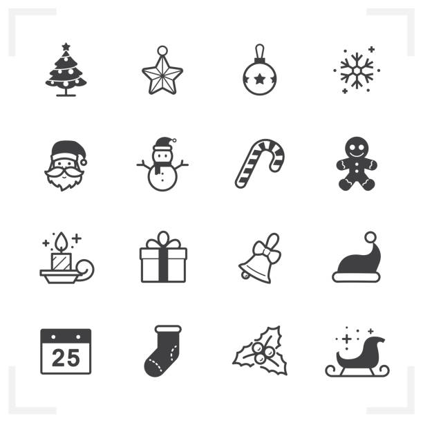 Christmas icons Christmas icons with White Background christmas symbols stock illustrations